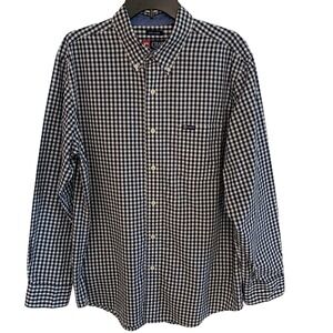 CHAPS Men's LG Long Sleeve Dress Shirt Casual Blue Check B024